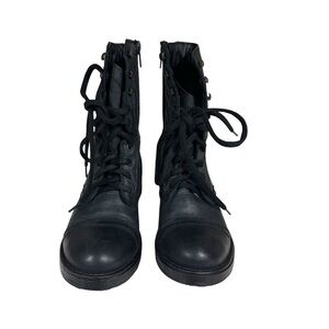 Steve Madden Saffrin Black Quilted Leather Combat Boots